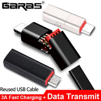 GARAS Reused USB Cable Micro USB/Type C Fast Charger Data Cable Reusable USB Cable 1.5m