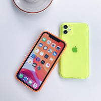 Fluorescent Color Clear Phone Case For iPhone SE 2020 12 11 Pro Max XR X XS Max 7 8 Plus Soft TPU Neon Shockproof Phone Cover