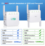 5G Wifi Repeater Wireless WiFi Amplifier Signal 1200 Mbps Wi-Fi Long Range Booster Home Wi Fi Extender Network Internet Extender