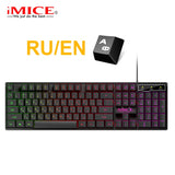 Gaming Keyboard Wired Gamer keyboards With RGB Backlit 104 Rubber Keycaps Russian Ergonomic USB Keyboard For PC Laptop