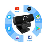 Havit Full HD 1080p Webcam Video Calling(up to 1920*1080 pixels) with Built-in HD Mic USB Plug&Play Free Tripod Widescreen Video