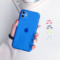 Fluorescent Color Clear Phone Case For iPhone SE 2020 12 11 Pro Max XR X XS Max 7 8 Plus Soft TPU Neon Shockproof Phone Cover