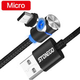 STONEGO LED Magnetic Micro USB Cable 90 Degree L Shape Magnet USB Charger Cable for Micro USB Port and Connectors 1M 2M 3M