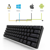 Anne Pro 2 Pro2 60% 61 Keys NKRO Bluetooth 5.0 Type-C RGB Mechanical Gaming Keyboard Cherry Switch Gateron Switch Kailh Switch