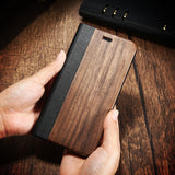 Bamboo Wood Case For iPhone 12 11 Pro 11 12 Mini PU Leather Wallet Case For iPhone XR X XS Max 7 8 Plus Wooden Flip Cover Bag