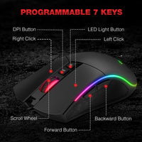 HAVIT Gaming Mechanical Keyboard 104 Keys RGB Light Blue / Red Switch Wired Keyboard or Keyboard Mouse Set Ru / English Version