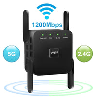 5G Wifi Repeater Wireless WiFi Amplifier Signal 1200 Mbps Wi-Fi Long Range Booster Home Wi Fi Extender Network Internet Extender