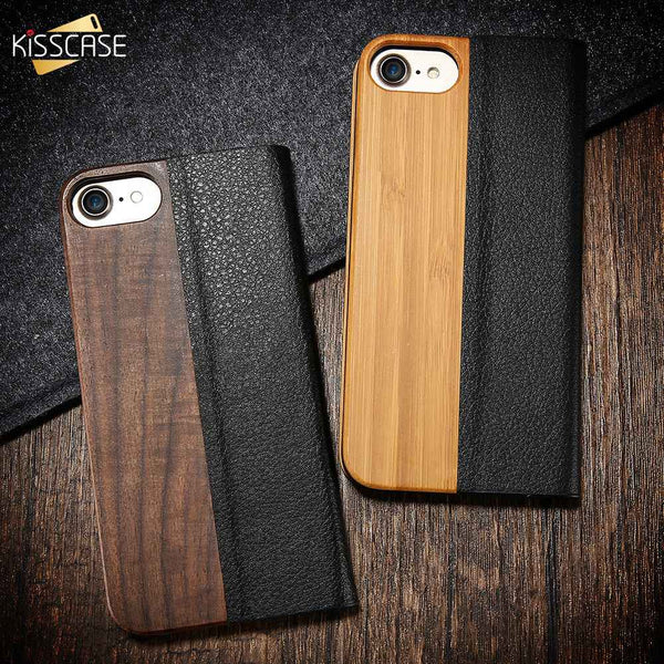 Bamboo Wood Case For iPhone 12 11 Pro 11 12 Mini PU Leather Wallet Case For iPhone XR X XS Max 7 8 Plus Wooden Flip Cover Bag