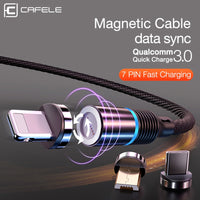 Cafele Newest LED QC3.0 Magnetic USB Cable for iPhone Micro USB Cable type C Braided cable Charger for Samsung Xiaomi Huawei