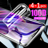 4 Pcs 100D Protective Hydrogel Film Cover For iPhone 11 Pro 6 6s 8 7 plus xr x xs max Full Screen Protector Soft Film Not Glass