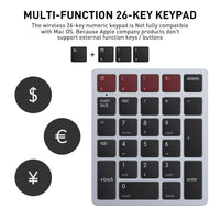 Havit 2.4G Wireles Mini Numeric Keyboard Scissor-Switch Keys Multi-Function 26-Key Keypad for Laptop Desktop Surface Pro