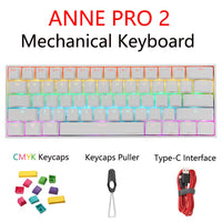 Anne Pro 2 Gaming Mechanical Keyboard Wireless bluetooth Programmable Gamer Keyboard Mini Portable 60% Detachable Cable For WIN