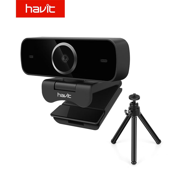 Havit Full HD 1080p Webcam Video Calling(up to 1920*1080 pixels) with Built-in HD Mic USB Plug&Play Free Tripod Widescreen Video