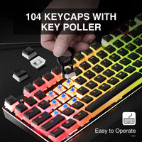 PBT Pudding Keycap Set Havit Keycaps Double Shot Backlit with Puller for DIY Cherry MX Mechanical Keyboard, Black & White