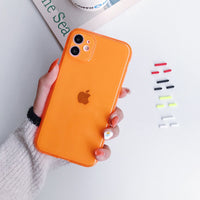 Fluorescent Color Clear Phone Case For iPhone SE 2020 12 11 Pro Max XR X XS Max 7 8 Plus Soft TPU Neon Shockproof Phone Cover