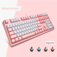 FY108 Pink Mechanical Keyboard USB Wired Computer RU/EN Blue/Brown/Balck/Red Switch Esports Keyboard Gamer 87/108Key PBT Keycaps