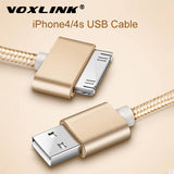 VOXLINK USB Cable Nylon Braided fast charge cable for iPad 1 30 pin Metal plug Sync Data USB Charger Cable For iphone 4 4S 3GS