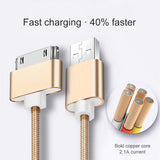 VOXLINK USB Cable Nylon Braided fast charge cable for iPad 1 30 pin Metal plug Sync Data USB Charger Cable For iphone 4 4S 3GS