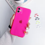 Fluorescent Color Clear Phone Case For iPhone SE 2020 12 11 Pro Max XR X XS Max 7 8 Plus Soft TPU Neon Shockproof Phone Cover