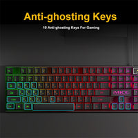 Gaming Keyboard Wired Gamer keyboards With RGB Backlit 104 Rubber Keycaps Russian Ergonomic USB Keyboard For PC Laptop