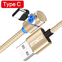 STONEGO LED Magnetic Micro USB Cable 90 Degree L Shape Magnet USB Charger Cable for Micro USB Port and Connectors 1M 2M 3M