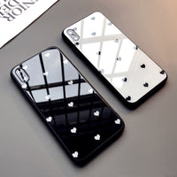 For iPhone 12 11 Pro Max se 2020 Case small Love Heart Hard Glass Cover For iPhone 12 6 6S 7 8 Plus x xr xs max 5 SE2 Give Strap