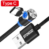 STONEGO LED Magnetic Micro USB Cable 90 Degree L Shape Magnet USB Charger Cable for Micro USB Port and Connectors 1M 2M 3M