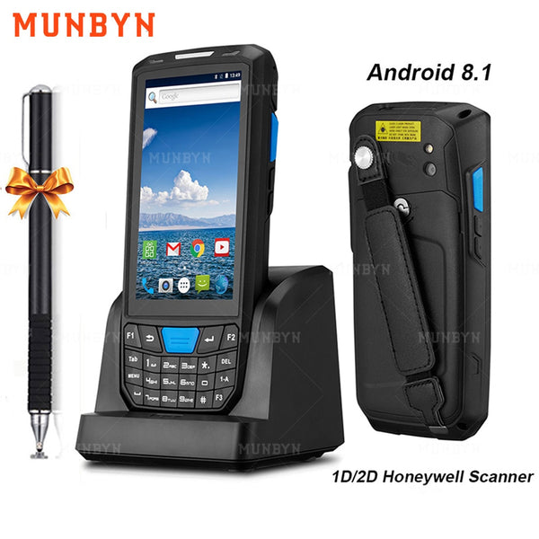 MUNBYN Handheld PDA Android 8.1 Rugged POS Terminal 1D 2D Barcode Scanner WiFi 4G Bluetooth GPS PDA Barcode Reader Data Capture