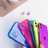 Fluorescent Color Clear Phone Case For iPhone SE 2020 12 11 Pro Max XR X XS Max 7 8 Plus Soft TPU Neon Shockproof Phone Cover