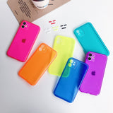 Fluorescent Color Clear Phone Case For iPhone SE 2020 12 11 Pro Max XR X XS Max 7 8 Plus Soft TPU Neon Shockproof Phone Cover