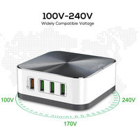 TOPK 8-Port Quick Charge 3.0 USB Charger EU US UK AU Plug Desktop Fast Phone Charger Adapter for iPhone Samsung Xiaomi Huawe