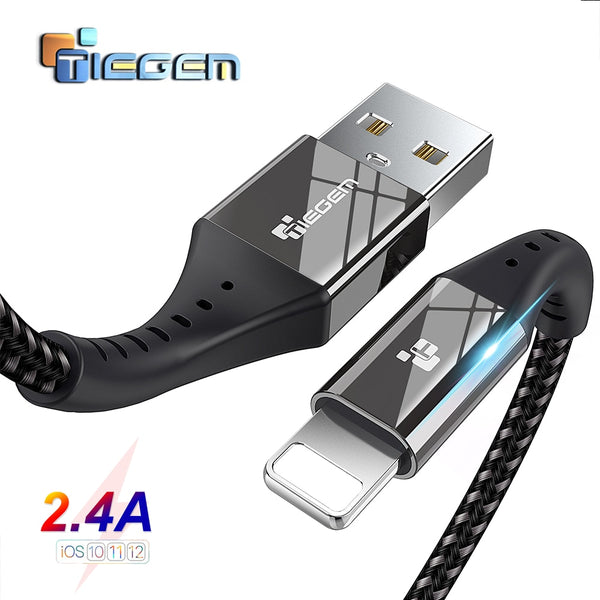 TIEGEM USB Cable For iPhone X XS MAX XR 8 7 6 5 S plus Cable Fast Charging Cable Mobile Phone Charger Cord Usb Data Cable 2M 3M