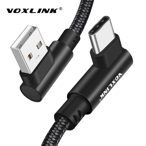 VOXLINK USB Type C 90 Degree Fast Charging usb c cable Type-c data Cord Charger usb-c For Samsung S8 S9 Note 9 8 Xiaomi mi8 mi6