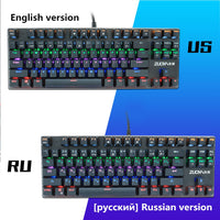 Gaming Mechanical Keyboard 87key Anti-ghosting Blue Red Switch Backlit keyboard LED USB Wired keyboard For Game Laptop PC