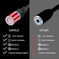 Cafele Newest LED QC3.0 Magnetic USB Cable for iPhone Micro USB Cable type C Braided cable Charger for Samsung Xiaomi Huawei