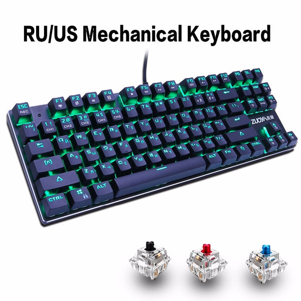 Gaming Mechanical Keyboard 87key Anti-ghosting Blue Red Switch Backlit keyboard LED USB Wired keyboard For Game Laptop PC