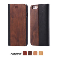 Bamboo Wood Case For iPhone 12 11 Pro 11 12 Mini PU Leather Wallet Case For iPhone XR X XS Max 7 8 Plus Wooden Flip Cover Bag