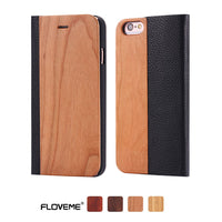 Bamboo Wood Case For iPhone 12 11 Pro 11 12 Mini PU Leather Wallet Case For iPhone XR X XS Max 7 8 Plus Wooden Flip Cover Bag