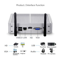 BEBEPC Fanless Mini PC Computer HTPC Windows 10 Intel Core i7 4500U i5 4200Y 4200U DDR3L WiFi HD 8*USB Office Descktop Minipc