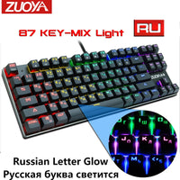 Gaming Mechanical Keyboard 87key Anti-ghosting Blue Red Switch Backlit keyboard LED USB Wired keyboard For Game Laptop PC