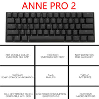 Anne Pro 2 Pro2 60% 61 Keys NKRO Bluetooth 5.0 Type-C RGB Mechanical Gaming Keyboard Cherry Switch Gateron Switch Kailh Switch