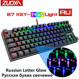 Gaming Mechanical Keyboard 87key Anti-ghosting Blue Red Switch Backlit keyboard LED USB Wired keyboard For Game Laptop PC