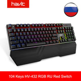 HAVIT Gaming Mechanical Keyboard 104 Keys RGB Light Blue / Red Switch Wired Keyboard or Keyboard Mouse Set Ru / English Version