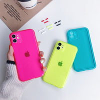 Fluorescent Color Clear Phone Case For iPhone SE 2020 12 11 Pro Max XR X XS Max 7 8 Plus Soft TPU Neon Shockproof Phone Cover