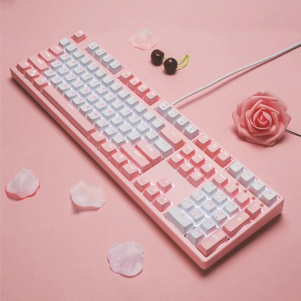 FY108 Pink Mechanical Keyboard USB Wired Computer RU/EN Blue/Brown/Balck/Red Switch Esports Keyboard Gamer 87/108Key PBT Keycaps