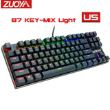 Gaming Mechanical Keyboard 87key Anti-ghosting Blue Red Switch Backlit keyboard LED USB Wired keyboard For Game Laptop PC