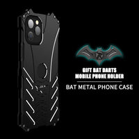 Case For iPhone 12 Pro Max Shockproof Armor Aluminum Alloy Metal For iPhone 12 Mini Series Bat Logo Back Cover Protector Case