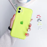 Fluorescent Color Clear Phone Case For iPhone SE 2020 12 11 Pro Max XR X XS Max 7 8 Plus Soft TPU Neon Shockproof Phone Cover