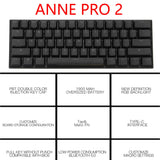 Anne Pro 2 Gaming Mechanical Keyboard Wireless bluetooth Programmable Gamer Keyboard Mini Portable 60% Detachable Cable For WIN